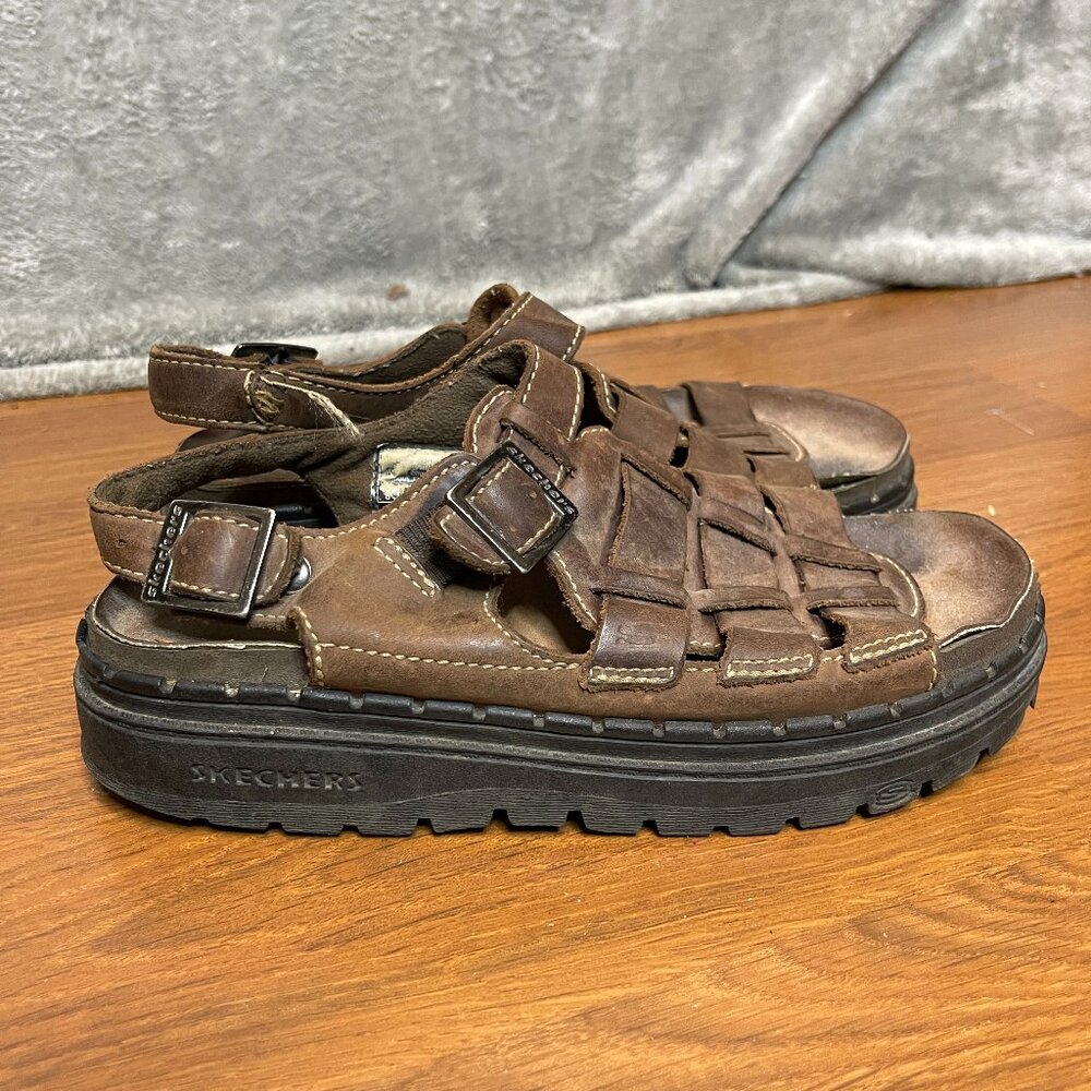Skechers Women 90s Y2K Chunky Jammers Fisherman Brown Buckle Lug Sandal 6*
